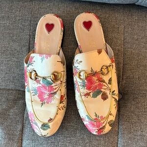 Gucci Princetown Rose Floral Loafer Mule Size 38